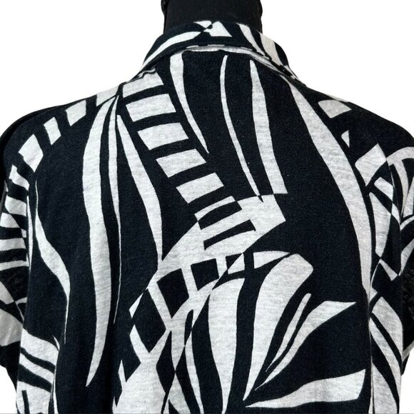 Tahari Black White Pullover Linen Short Sleeve Boxy Blouse Top Size XXL - Picture 5 of 8